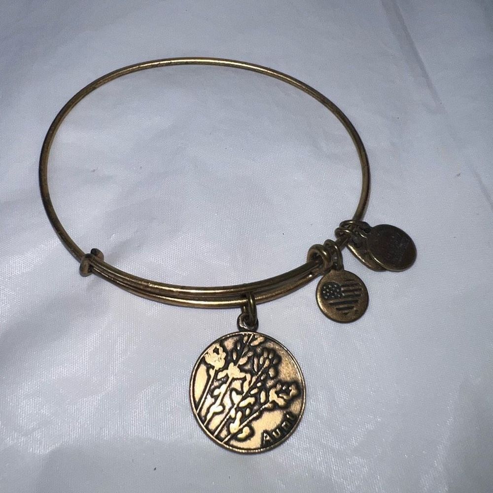 Alex and Ani Antiqued Gold Tone “Aunt” Charm Bracelet